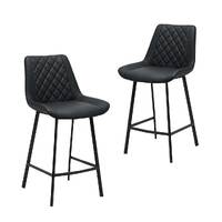 Set of 2 Delphi Faux Leather Barstools, Black