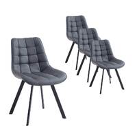 Set of 4 Orion Faux Leather Dining Chairs, Dark Grey