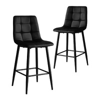 Set of 2 Garry Faux Leather Barstools, Black