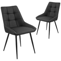 Ruwan Faux Leather Dining Chairs, Black Set of 2