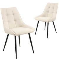 Ruwan Faux Leather Dining Chairs, Ivory Set of 2