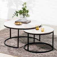 Elle Round Coffee Table Set, Snow White