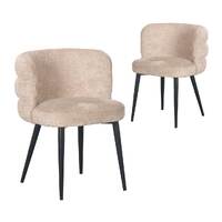 Set of 2 Aniela Upholstered Dining Chairs, Latte