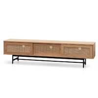 Denver 2m Natural Oak TV Entertainment Unit - Rattan Doors