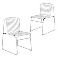 Set of 2 Pesco Curved Outdoor Dining Chairs, White