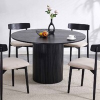 Nola 1.2m Round Wooden Dining Table - Black