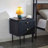 Nola Wooden Bedside Table - Black