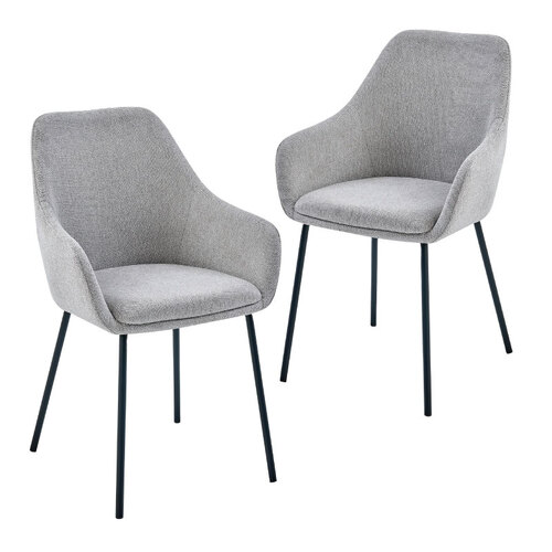 Nola Fabric Carver Dining Chairs, Grey Set of 2