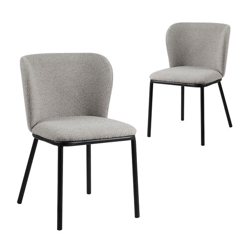 Set of 2 Flossie Boucle Dining Chairs, Latte