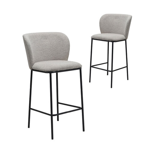 Set of 2 Flossie Boucle Barstools, Latte