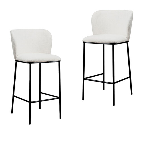 Set of 2 Flossie Boucle Barstools, White
