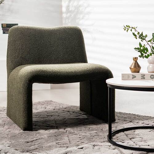 Kole Boucle Fabric Accent Chair, Forest