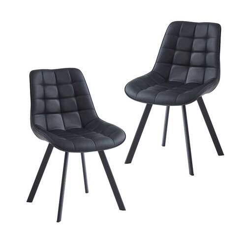 Set of 2 Orion Faux Leather Dining Chairs, Black
