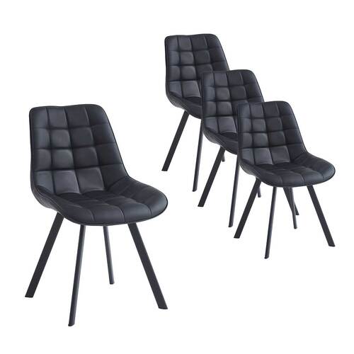 Set of 4 Orion Faux Leather Dining Chairs, Black