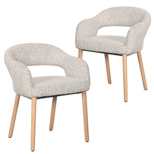 Set of 2 Chloe Upholstered Dining Chairs, Natural Leg