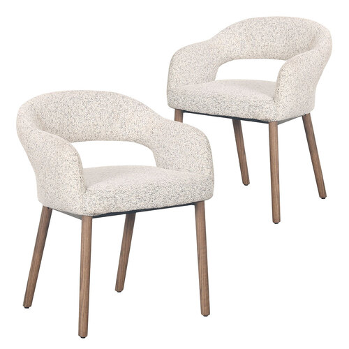 Set of 2 Chloe Upholstered Dining Chairs, Brown Leg