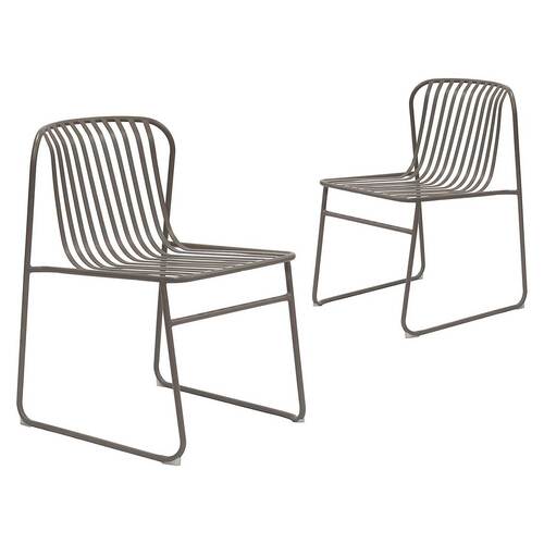 Set of 2 Pesco Curved Outdoor Dining Chairs