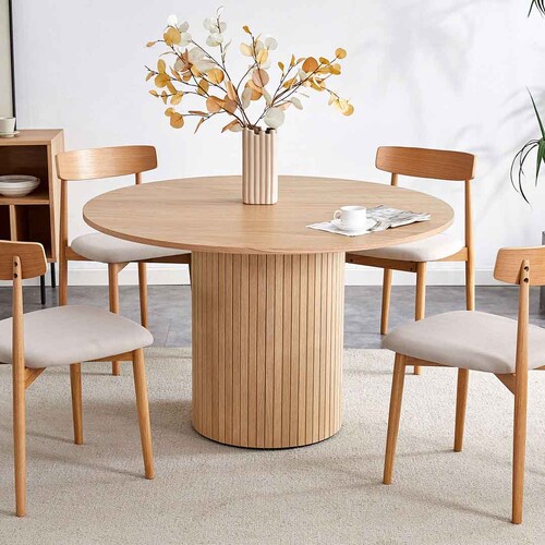 Nola 1.2m Round Wooden Dining Table - Natural