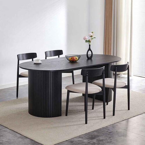 Nola 2m Wooden Dining Table - Black