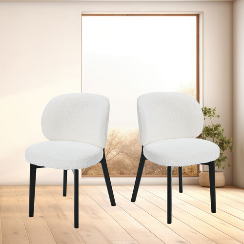 Set of 2 Dorson Boucle Dining Chair, Black